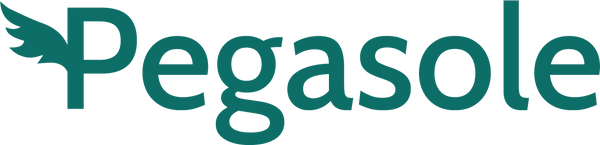 Pegasole logo in teal color on a white background