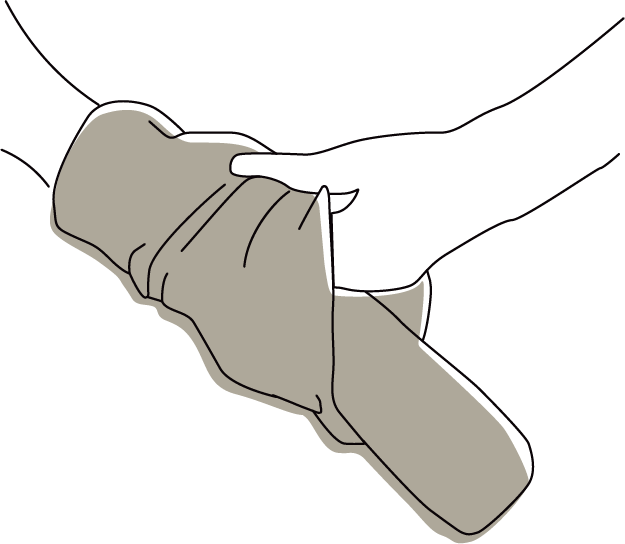 Turn the sock inside out (to the heel)