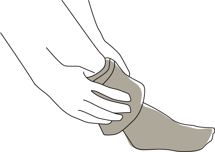 Pull the sock up slowly